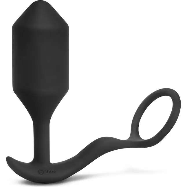 Черная анальная вибропробка с эрекционным кольцом Vibrating Snug Tug XL