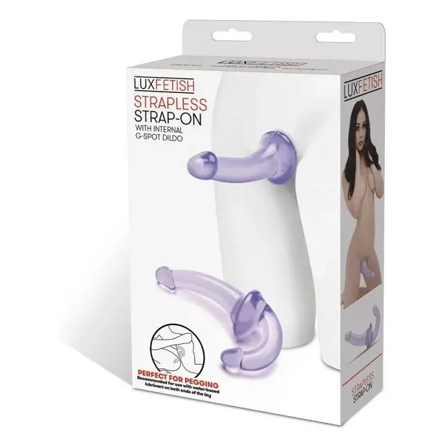 Фиолетовый безремневой страпон Strapless Strap-On. Фотография 5.