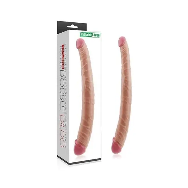 Телесный двусторонний фаллоимитатор 14 King Size Realistic Ladykiller Tapered Double Penetration - 35,5 см. Фотография 2.