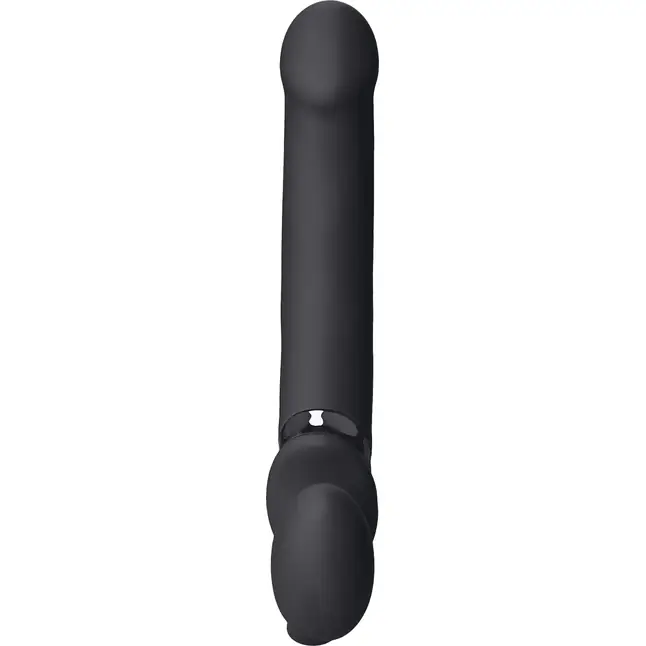 Черный безремневой вибрострапон Vibrating Bendable Strap-On - size L. Фотография 5.