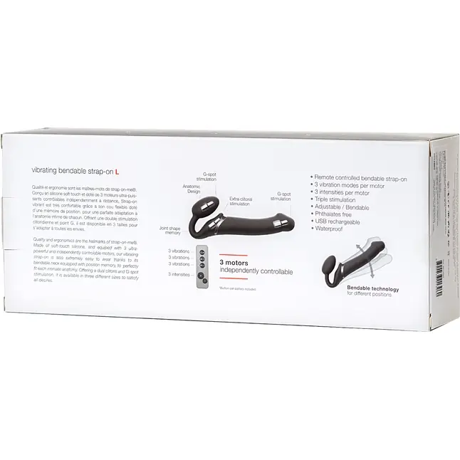 Черный безремневой вибрострапон Vibrating Bendable Strap-On - size L. Фотография 9.