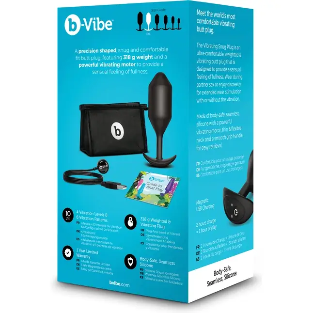 Черная вибропробка для ношения Vibrating Snug Plug 5 - 16,5 см. Фотография 8.