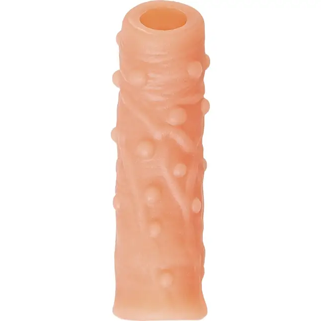 Телесная насадка с пупырышками и открытой головкой Nude Sleeve S - 10 см. Фотография 4.