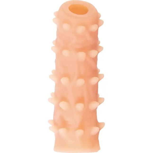 Телесная насадка с шипами и открытой головкой Nude Sleeve S - 10 см. Фотография 3.