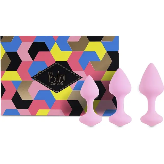 Набор из 3 нежно-розовых анальных пробок Bibi Butt Plug Set