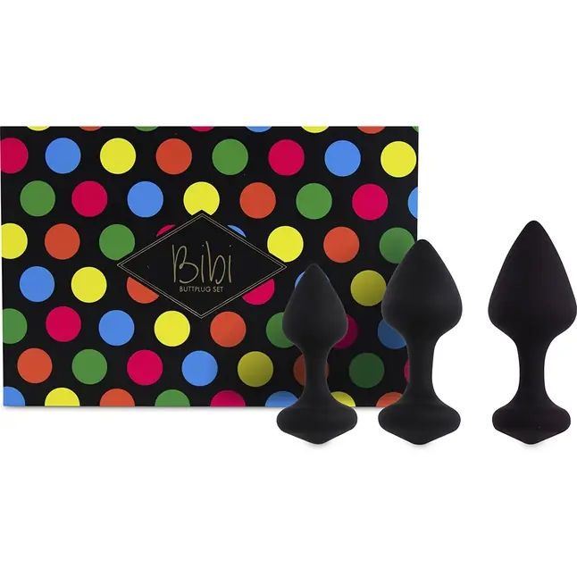 Набор из 3 черных анальных пробок Bibi Butt Plug Set