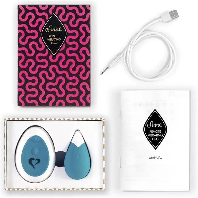 Бирюзовое виброяйцо на радиоуправлении Anna Vibrating Egg Remote. Фотография 2.