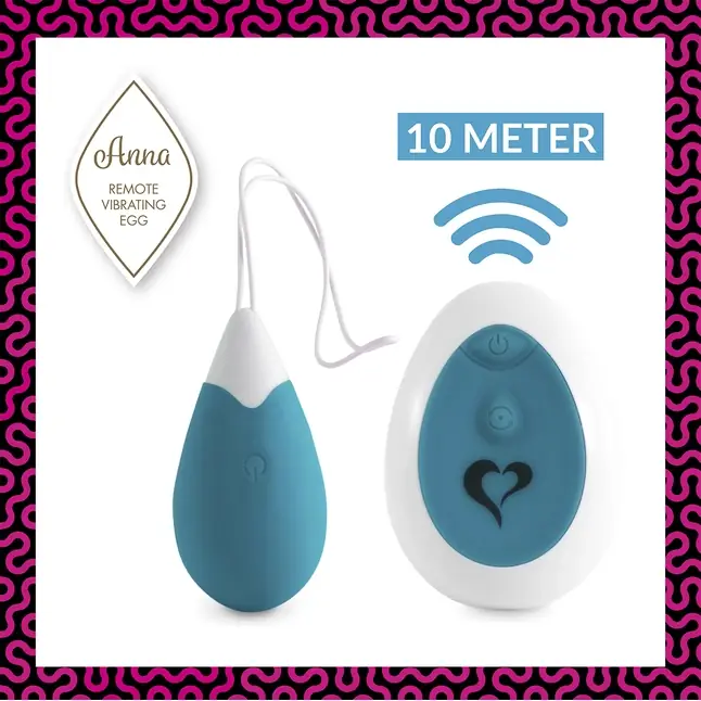 Бирюзовое виброяйцо на радиоуправлении Anna Vibrating Egg Remote. Фотография 3.