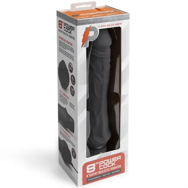 Черный вибратор-реалистик 8 Girthy Realistic Vibrator - 24,5 см. Фотография 4.