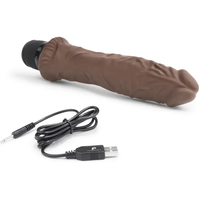 Коричневый вибратор-реалистик 8 Girthy Realistic Vibrator - 24,5 см. Фотография 3.