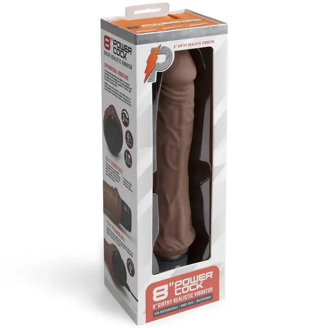 Коричневый вибратор-реалистик 8 Girthy Realistic Vibrator - 24,5 см. Фотография 4.