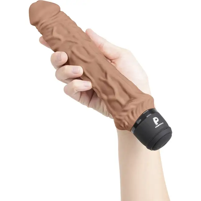 Кофейный вибратор-реалистик 8 Girthy Realistic Vibrator - 24,5 см. Фотография 2.