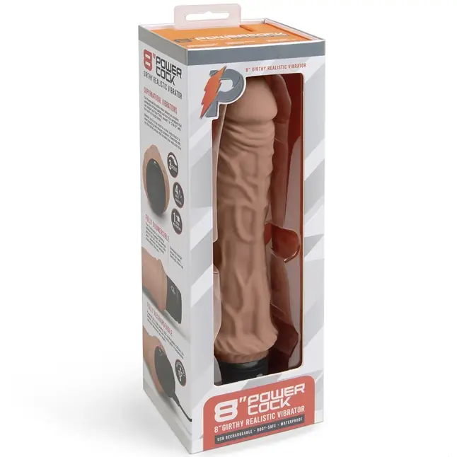 Кофейный вибратор-реалистик 8 Girthy Realistic Vibrator - 24,5 см. Фотография 4.
