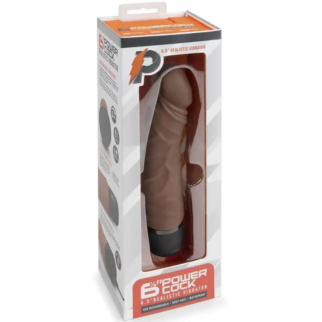 Коричневый вибратор-реалистик 6.5 Girthy Realistic Vibrator - 19 см. Фотография 4.