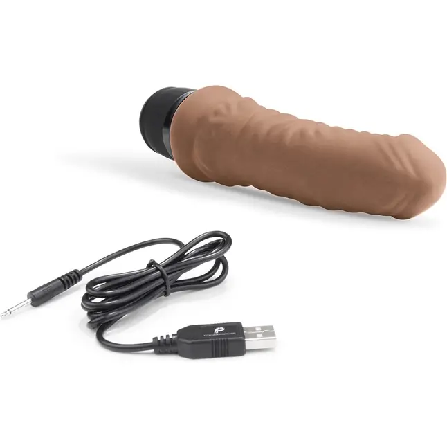 Кофейный вибратор-реалистик 6 Realistic Vibrator - 17 см. Фотография 3.
