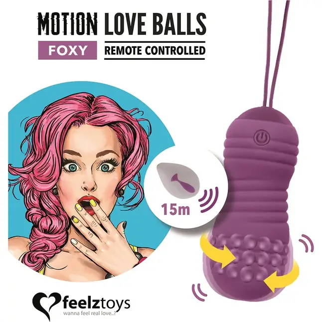 Фиолетовые вагинальные шарики с вращением бусин Remote Controlled Motion Love Balls Foxy