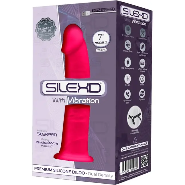 Ярко-розовый вибратор-реалистик Silexd Model 2 - 17,5 см - Alive. Фотография 2.
