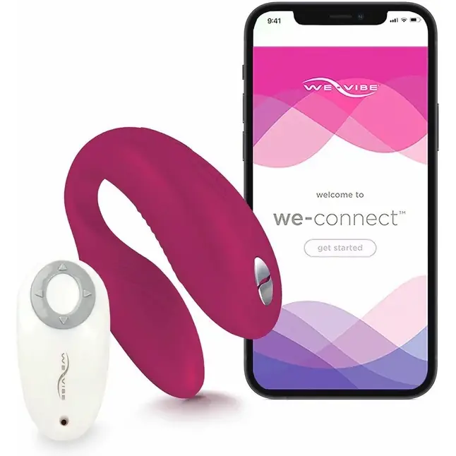 Ярко-розовый вибратор для пар We-Vibe Sync. Фотография 2.