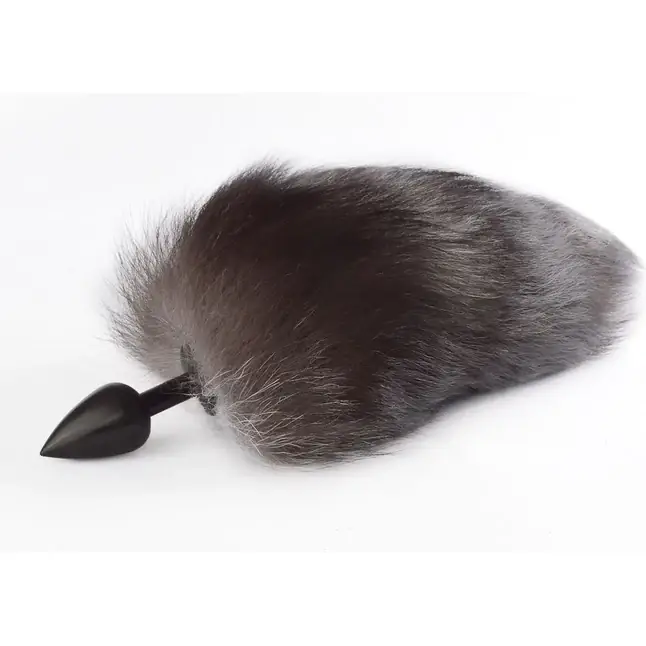 Черная анальная пробка с хвостом чернобурки - BDSM accessories