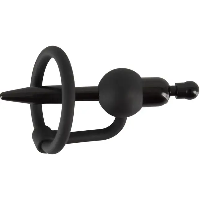 Черный силиконовый дилятор с вибрацией и кольцом PenisPlug with a Glans Ring Vibration - You2Toys