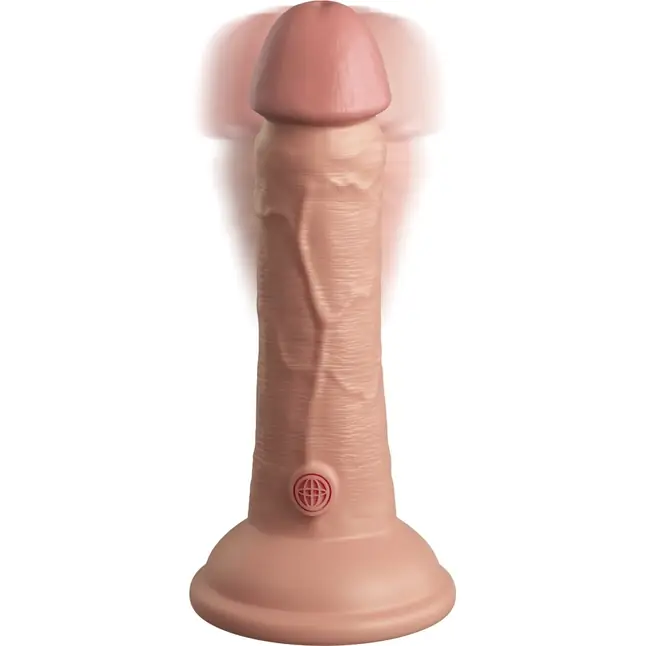 Телесный вибратор-реалистик на присоске 6 Vibrating Silicone Dual Density Cock - 17,8 см - King Cock Elite. Фотография 4.