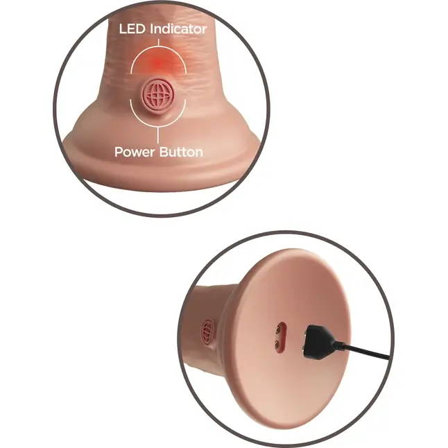 Телесный вибратор-реалистик на присоске 6 Vibrating Silicone Dual Density Cock - 17,8 см - King Cock Elite. Фотография 6.