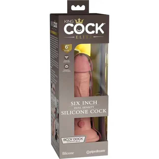 Телесный фаллоимитатор 6 Silicone Dual Density Cock - 17 см - King Cock Elite. Фотография 5.