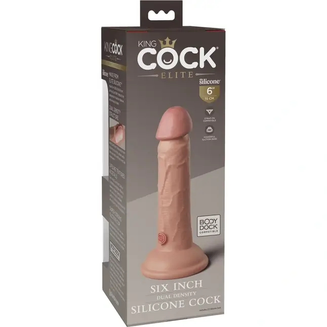 Телесный фаллоимитатор 6 Silicone Dual Density Cock - 17 см - King Cock Elite. Фотография 6.