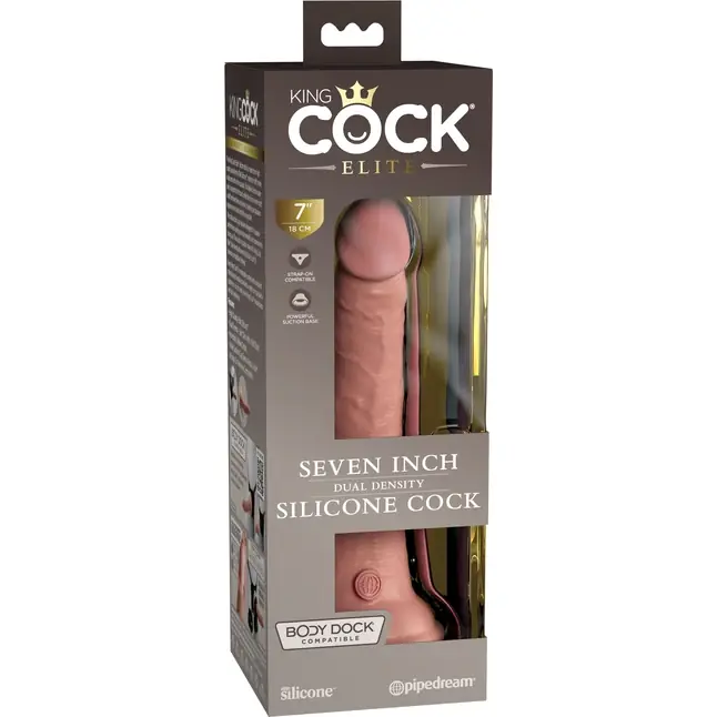 Телесный фаллоимитатор 7 Silicone Dual Density Cock - 21 см - King Cock Elite. Фотография 5.