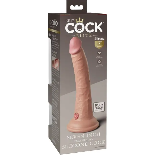 Телесный фаллоимитатор 7 Silicone Dual Density Cock - 21 см - King Cock Elite. Фотография 6.