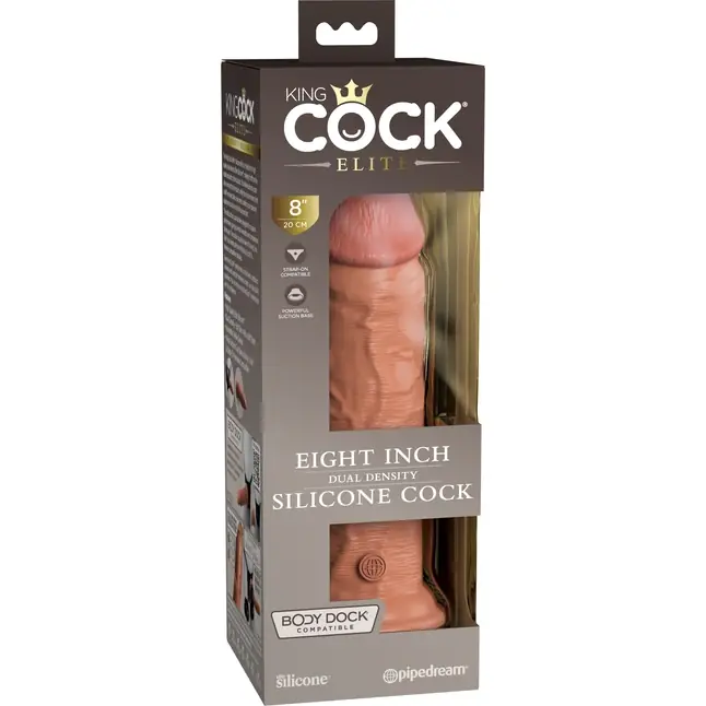 Кофейный фаллоимитатор 8 Silicone Dual Density Cock - 22,8 см - King Cock Elite. Фотография 5.