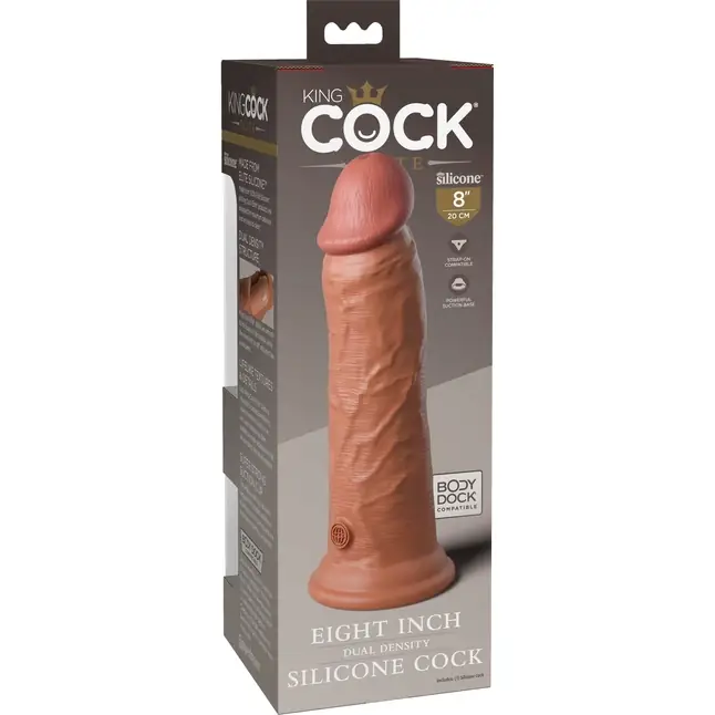 Кофейный фаллоимитатор 8 Silicone Dual Density Cock - 22,8 см - King Cock Elite. Фотография 6.