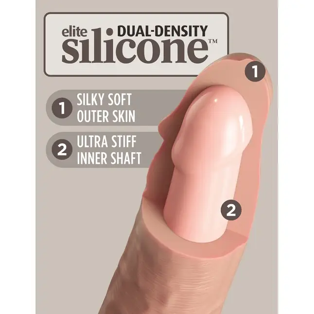 Телесный фаллоимитатор 9 Silicone Dual Density Cock - 25,4 см - King Cock Elite. Фотография 4.