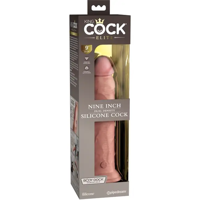 Телесный фаллоимитатор 9 Silicone Dual Density Cock - 25,4 см - King Cock Elite. Фотография 5.