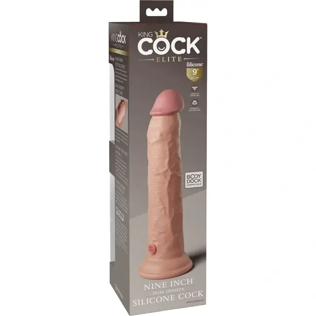Телесный фаллоимитатор 9 Silicone Dual Density Cock - 25,4 см - King Cock Elite. Фотография 6.