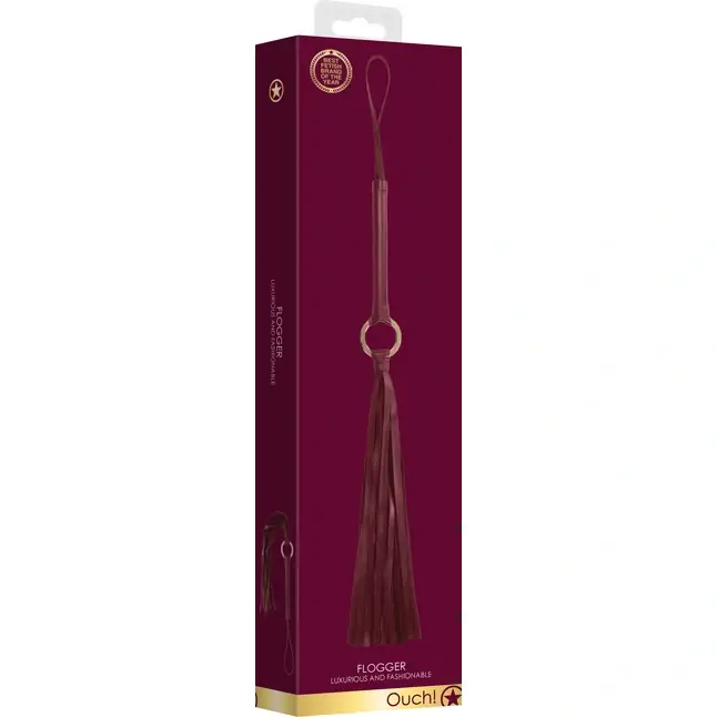 Бордовый хлыст Flogger - 70 см - Ouch!. Фотография 4.