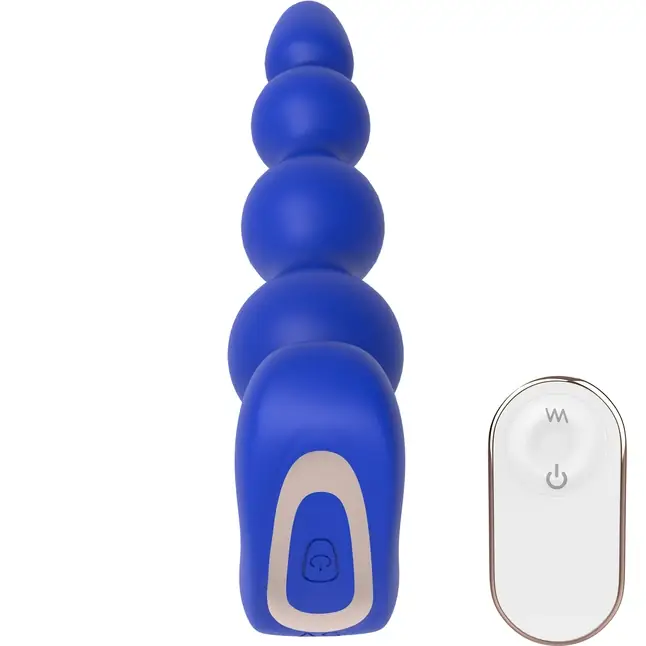 Синяя анальная виброелочка с пультом ДУ Remote Anal Bead - 18 см - Cheeky Love. Фотография 5.