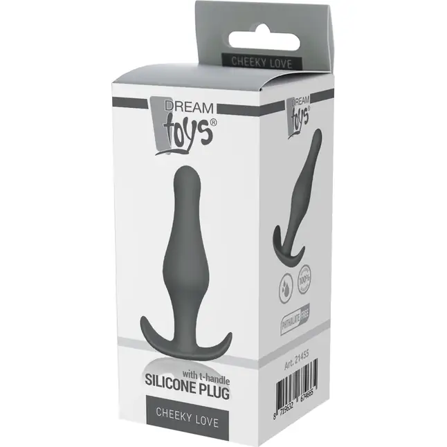 Серая анальная втулка Plug With T-handle - 10,3 см - Cheeky Love. Фотография 2.