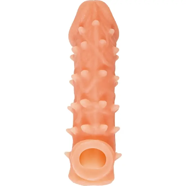 Телесная закрытая насадка с пупырышками Cock Sleeve 005 Size L - 17,6 см. Фотография 3.