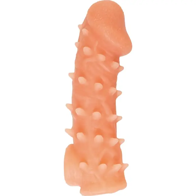 Телесная закрытая насадка с пупырышками Cock Sleeve 005 Size L - 17,6 см. Фотография 4.