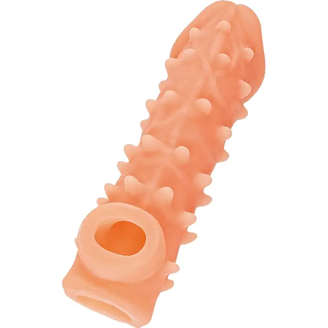Телесная закрытая насадка с пупырышками Cock Sleeve 005 Size L - 17,6 см
