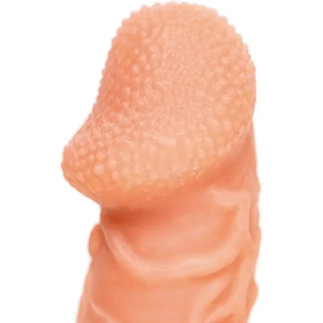Телесная закрытая насадка с венками Cock Sleeve 006 Size L - 17,6 см. Фотография 6.