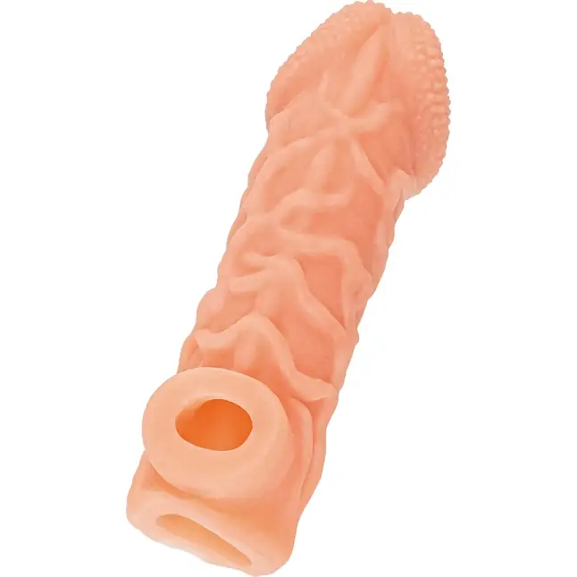 Телесная закрытая насадка с венками Cock Sleeve 006 Size L - 17,6 см