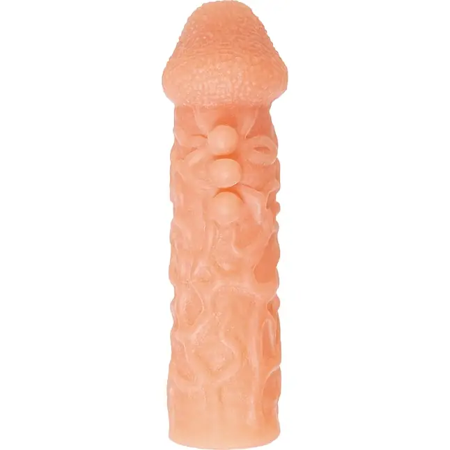 Телесная закрытая насадка с шершавой головкой Cock Sleeve 007 Size M - 15,6 см. Фотография 4.