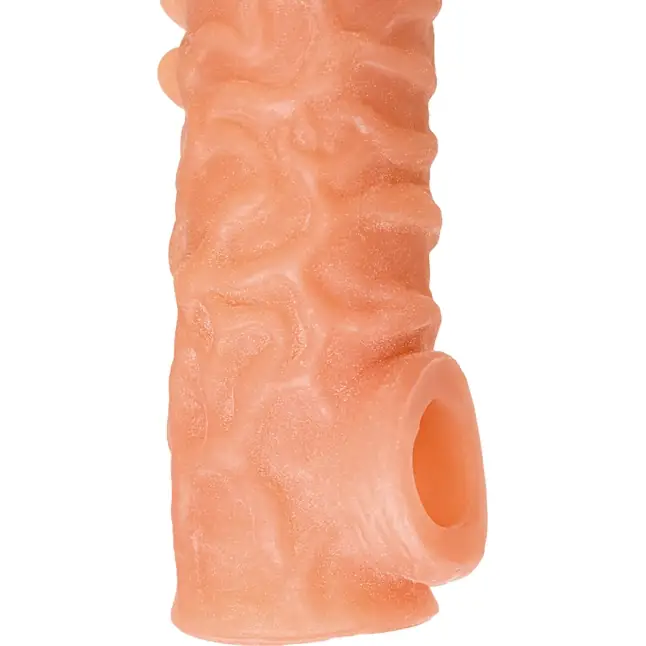 Телесная закрытая насадка с шершавой головкой Cock Sleeve 007 Size L - 17,6 см. Фотография 5.