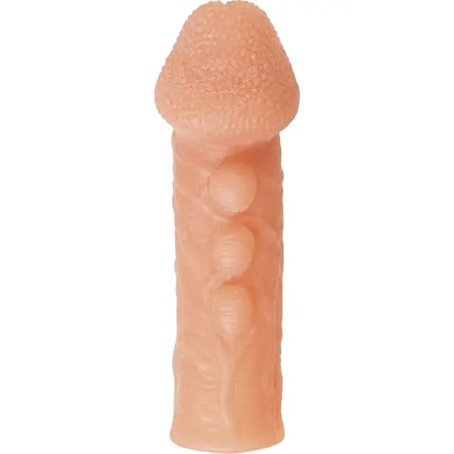 Телесная закрытая насадка с шишечками Cock Sleeve 008 Size M - 15,6 см. Фотография 3.