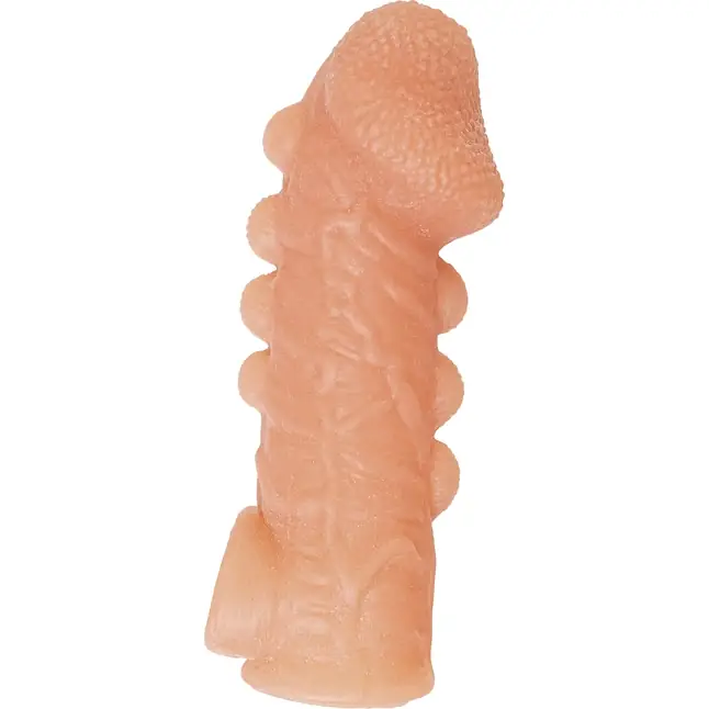 Телесная закрытая насадка с шишечками Cock Sleeve 008 Size M - 15,6 см. Фотография 4.