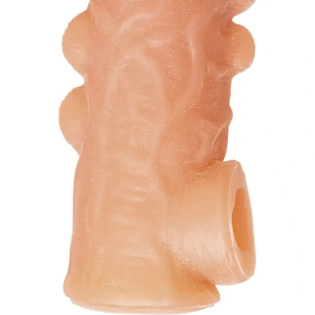 Телесная закрытая насадка с шишечками Cock Sleeve 008 Size M - 15,6 см. Фотография 5.