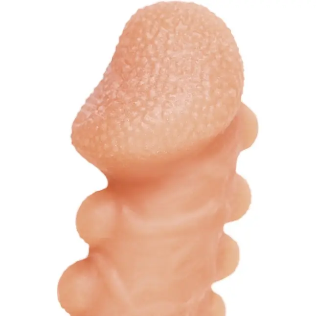Телесная закрытая насадка с шишечками Cock Sleeve 008 Size M - 15,6 см. Фотография 6.