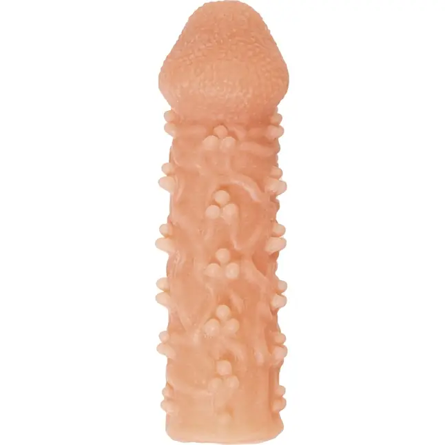 Телесная закрытая насадка с пучками шишечек Cock Sleeve 009 Size M - 15,6 см. Фотография 3.